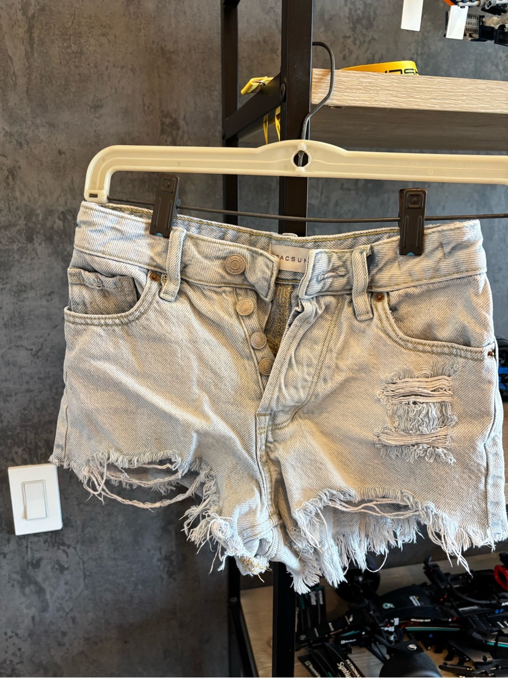 PacSun Light Blue Distressed High-Rise Denim Shorts